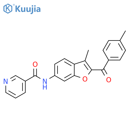 N-3-methyl-2-(4-methylbenzoyl)-1-benzofuran-6-ylpyridine-3-carboxamide structure