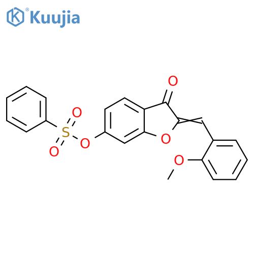 (2Z)-2-(2-methoxyphenyl)methylidene-3-oxo-2,3-dihydro-1-benzofuran-6-yl benzenesulfonate structure