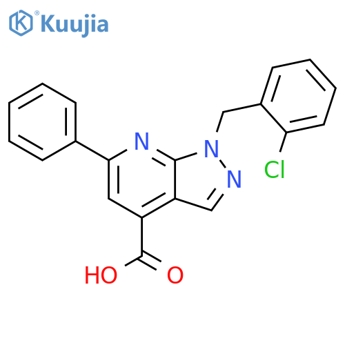 1-(2-chlorophenyl)methyl-6-phenyl-1H-pyrazolo3,4-bpyridine-4-carboxylic acid structure