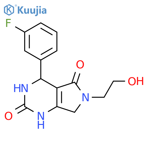 1H-Pyrrolo[3,4-d]pyrimidine-2,5-dione, 4-(3-fluorophenyl)-3,4,6,7-tetrahydro-6-(2-hydroxyethyl)- structure