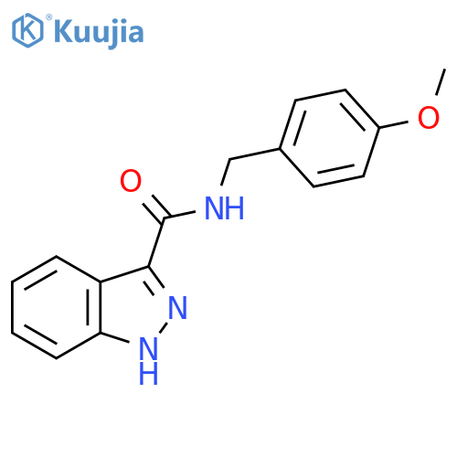 N-(4-methoxyphenyl)methyl-1H-indazole-3-carboxamide structure