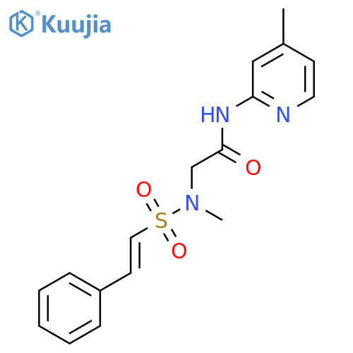 2-(N-methyl-2-phenylethenesulfonamido)-N-(4-methylpyridin-2-yl)acetamide structure