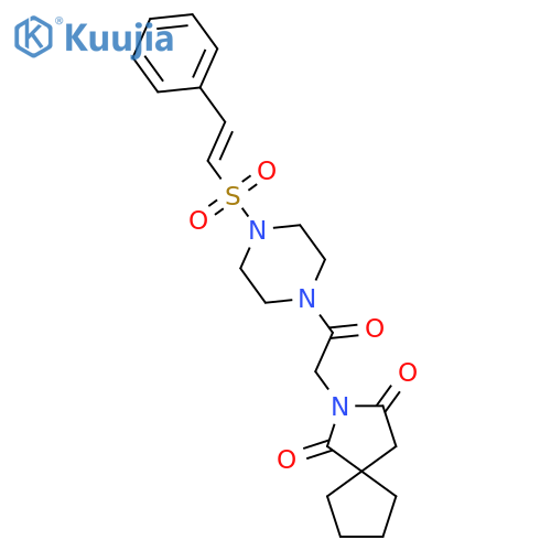 2-{2-Oxo-2-[4-(2-phenylethenesulfonyl)piperazin-1-yl]ethyl}-2-azaspiro[4.4]nonane-1,3-dione structure