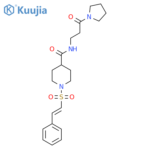 N-[3-oxo-3-(pyrrolidin-1-yl)propyl]-1-(2-phenylethenesulfonyl)piperidine-4-carboxamide structure