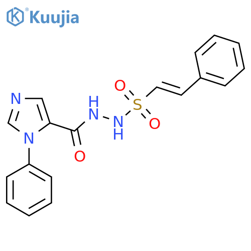 1-phenyl-N'-(2-phenylethenesulfonyl)-1H-imidazole-5-carbohydrazide structure