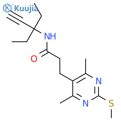 3-[4,6-dimethyl-2-(methylsulfanyl)pyrimidin-5-yl]-N-(3-ethylpent-1-yn-3-yl)propanamide structure