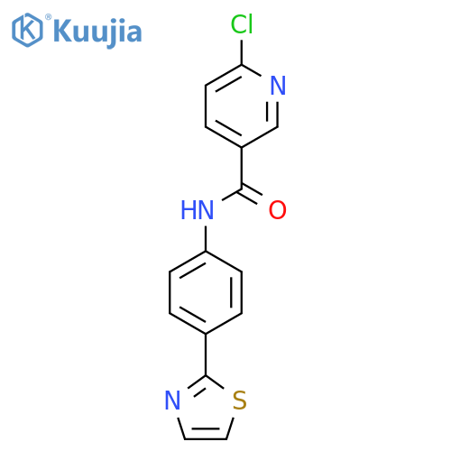 6-chloro-N-[4-(1,3-thiazol-2-yl)phenyl]pyridine-3-carboxamide structure