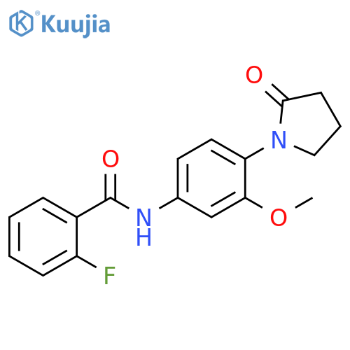 2-fluoro-N-3-methoxy-4-(2-oxopyrrolidin-1-yl)phenylbenzamide structure