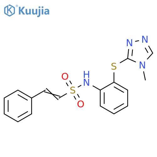 N-{2-(4-methyl-4H-1,2,4-triazol-3-yl)sulfanylphenyl}-2-phenylethene-1-sulfonamide structure