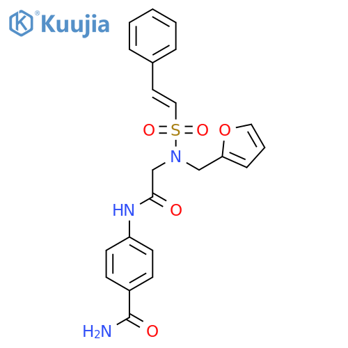 4-(2-{N-[(furan-2-yl)methyl]-2-phenylethenesulfonamido}acetamido)benzamide structure