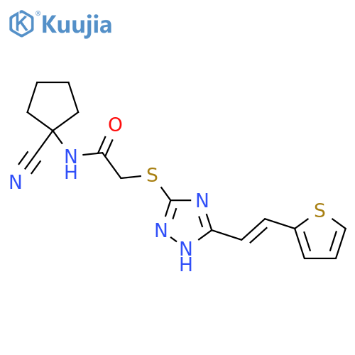N-(1-cyanocyclopentyl)-2-({3-[2-(thiophen-2-yl)ethenyl]-1H-1,2,4-triazol-5-yl}sulfanyl)acetamide structure