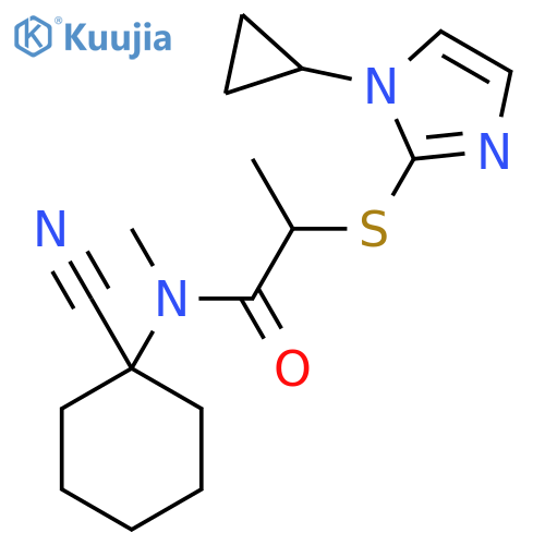 N-(1-cyanocyclohexyl)-2-[(1-cyclopropyl-1H-imidazol-2-yl)sulfanyl]-N-methylpropanamide structure