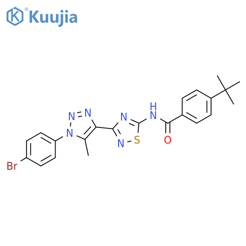 N-{3-1-(4-bromophenyl)-5-methyl-1H-1,2,3-triazol-4-yl-1,2,4-thiadiazol-5-yl}-4-tert-butylbenzamide structure