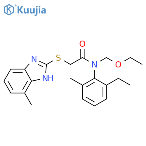 N-(ethoxymethyl)-N-(2-ethyl-6-methylphenyl)-2-(4-methyl-1H-1,3-benzodiazol-2-yl)sulfanylacetamide structure
