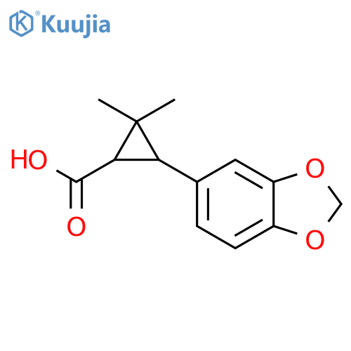 3-(1,3-dioxaindan-5-yl)-2,2-dimethylcyclopropane-1-carboxylic acid structure
