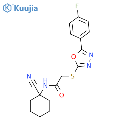 N-(1-cyanocyclohexyl)-2-[[5-(4-fluorophenyl)-1,3,4-oxadiazol-2-yl]sulfanyl]acetamide structure