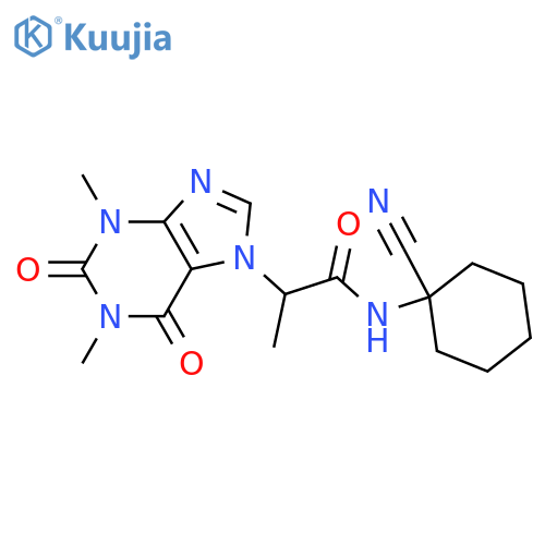 N-(1-cyanocyclohexyl)-2-(1,3-dimethyl-2,6-dioxo-2,3,6,7-tetrahydro-1H-purin-7-yl)propanamide structure