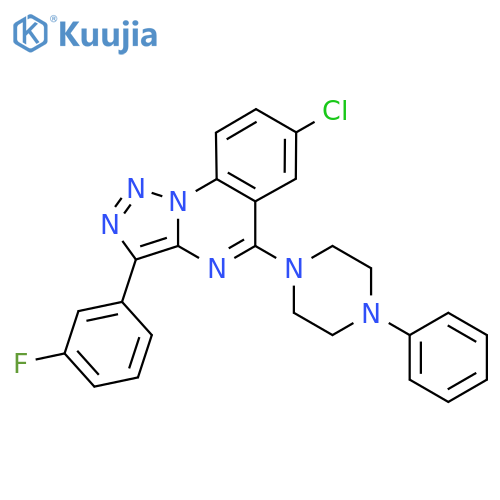 1-7-chloro-3-(3-fluorophenyl)-1,2,3triazolo1,5-aquinazolin-5-yl-4-phenylpiperazine structure