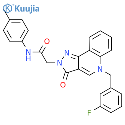2-{5-(3-fluorophenyl)methyl-3-oxo-2H,3H,5H-pyrazolo4,3-cquinolin-2-yl}-N-(4-methylphenyl)acetamide structure