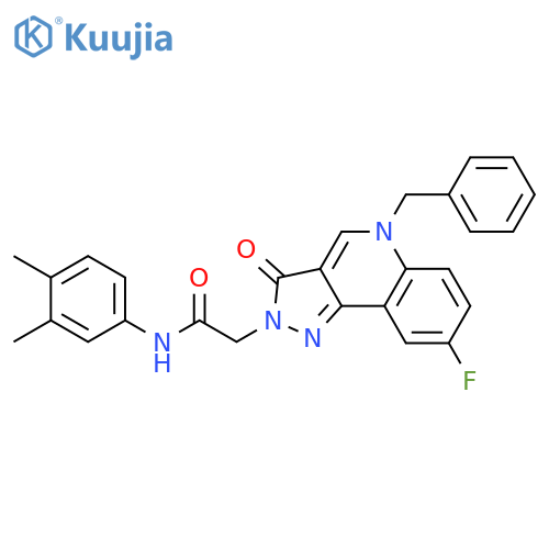 2-{5-benzyl-8-fluoro-3-oxo-2H,3H,5H-pyrazolo4,3-cquinolin-2-yl}-N-(3,4-dimethylphenyl)acetamide structure