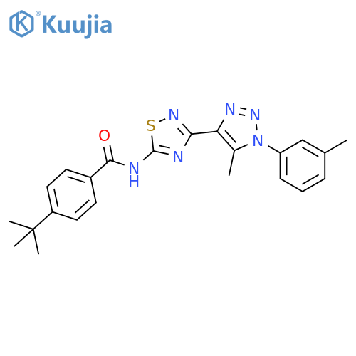 4-tert-butyl-N-{3-5-methyl-1-(3-methylphenyl)-1H-1,2,3-triazol-4-yl-1,2,4-thiadiazol-5-yl}benzamide structure