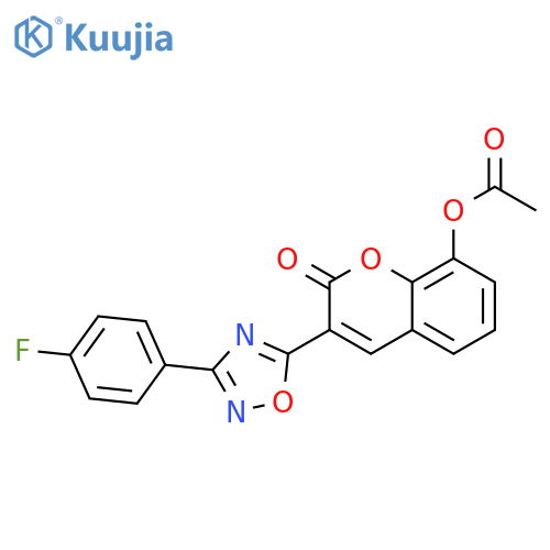 3-3-(4-fluorophenyl)-1,2,4-oxadiazol-5-yl-2-oxo-2H-chromen-8-yl acetate structure