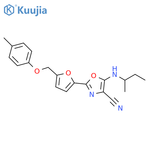 5-(butan-2-yl)amino-2-{5-(4-methylphenoxy)methylfuran-2-yl}-1,3-oxazole-4-carbonitrile structure