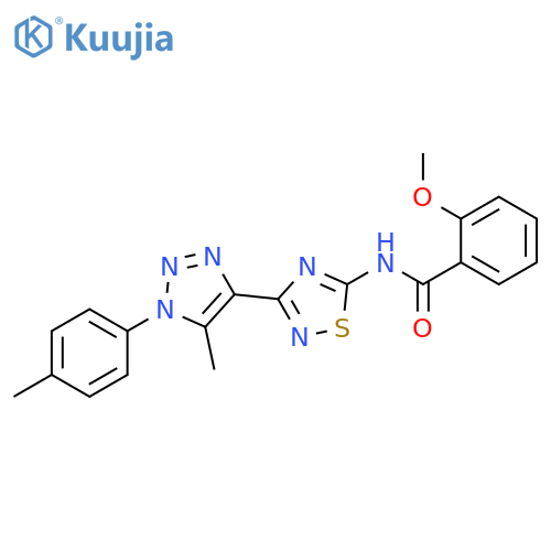 2-methoxy-N-{3-5-methyl-1-(4-methylphenyl)-1H-1,2,3-triazol-4-yl-1,2,4-thiadiazol-5-yl}benzamide structure