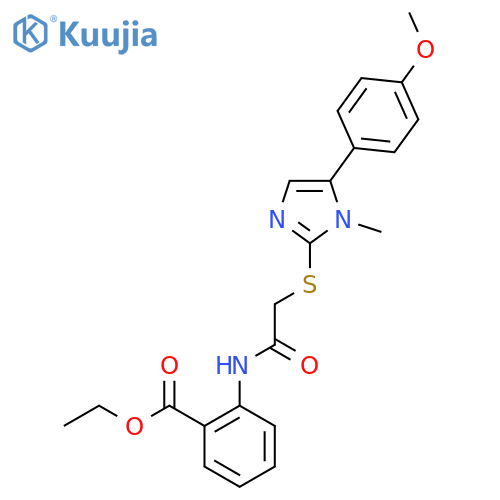 ethyl 2-(2-{5-(4-methoxyphenyl)-1-methyl-1H-imidazol-2-ylsulfanyl}acetamido)benzoate structure
