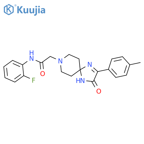 N-(2-fluorophenyl)-2-2-(4-methylphenyl)-3-oxo-1,4,8-triazaspiro4.5dec-1-en-8-ylacetamide structure