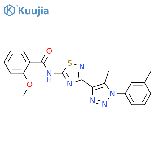 2-methoxy-N-{3-5-methyl-1-(3-methylphenyl)-1H-1,2,3-triazol-4-yl-1,2,4-thiadiazol-5-yl}benzamide structure