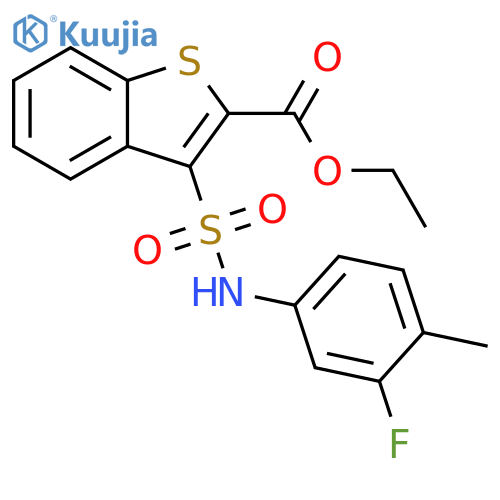 ethyl 3-(3-fluoro-4-methylphenyl)sulfamoyl-1-benzothiophene-2-carboxylate structure