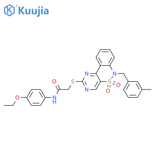 N-(4-ethoxyphenyl)-2-({9-(3-methylphenyl)methyl-8,8-dioxo-8lambda6-thia-3,5,9-triazatricyclo8.4.0.0^{2,7}tetradeca-1(14),2(7),3,5,10,12-hexaen-4-yl}sulfanyl)acetamide structure