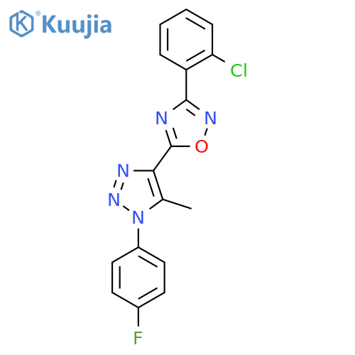 3-(2-chlorophenyl)-5-1-(4-fluorophenyl)-5-methyl-1H-1,2,3-triazol-4-yl-1,2,4-oxadiazole structure