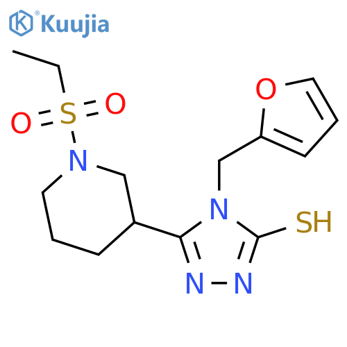 5-1-(Ethylsulfonyl)piperidin-3-yl-4-(2-furylmethyl)-4H-1,2,4-triazole-3-thiol structure