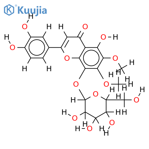 5,8,3',4'-tetrahydroxy-6,7-dimethoxyflavone 8-beta-D-glucoside structure