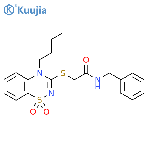 N-benzyl-2-(4-butyl-1,1-dioxo-4H-1lambda6,2,4-benzothiadiazin-3-yl)sulfanylacetamide structure