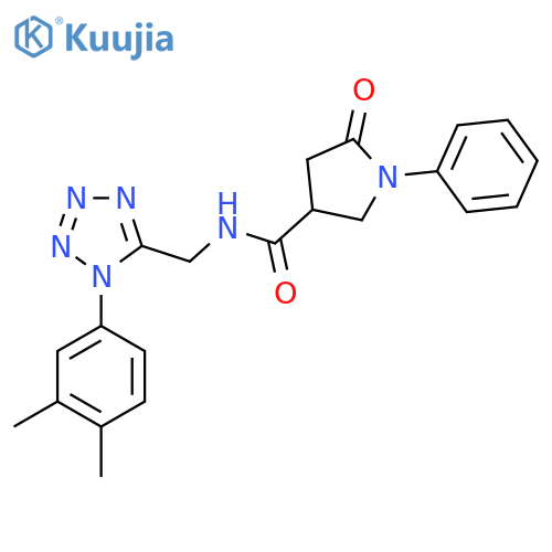 N-{1-(3,4-dimethylphenyl)-1H-1,2,3,4-tetrazol-5-ylmethyl}-5-oxo-1-phenylpyrrolidine-3-carboxamide structure