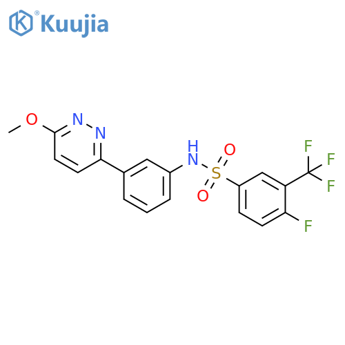 4-fluoro-N-3-(6-methoxypyridazin-3-yl)phenyl-3-(trifluoromethyl)benzene-1-sulfonamide structure