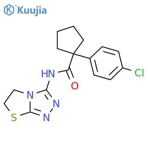 1-(4-chlorophenyl)-N-{5H,6H-1,2,4triazolo3,4-b1,3thiazol-3-yl}cyclopentane-1-carboxamide structure