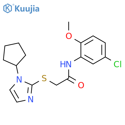 N-(5-chloro-2-methoxyphenyl)-2-(1-cyclopentyl-1H-imidazol-2-yl)sulfanylacetamide structure