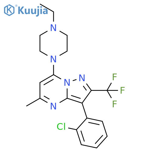 1-3-(2-chlorophenyl)-5-methyl-2-(trifluoromethyl)pyrazolo1,5-apyrimidin-7-yl-4-ethylpiperazine structure