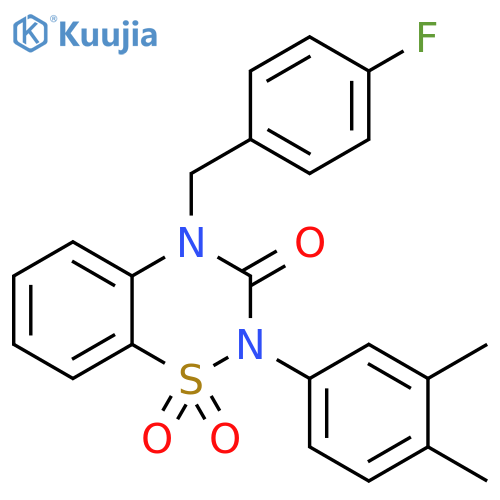 2-(3,4-dimethylphenyl)-4-(4-fluorophenyl)methyl-3,4-dihydro-2H-1,2,4-benzothiadiazine-1,1,3-trione structure