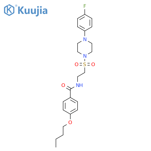 4-butoxy-N-(2-{4-(4-fluorophenyl)piperazin-1-ylsulfonyl}ethyl)benzamide structure