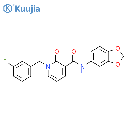 N-(2H-1,3-benzodioxol-5-yl)-1-(3-fluorophenyl)methyl-2-oxo-1,2-dihydropyridine-3-carboxamide structure