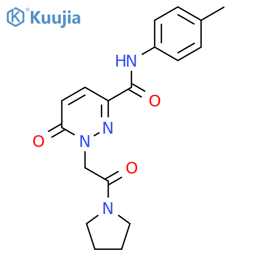 N-(4-methylphenyl)-6-oxo-1-2-oxo-2-(pyrrolidin-1-yl)ethyl-1,6-dihydropyridazine-3-carboxamide structure