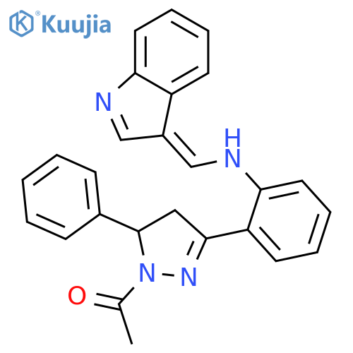Ethanone,1-[4,5-dihydro-3-[2-[(1H-indol-3-ylmethylene)amino]phenyl]-5-phenyl-1H-pyrazol-1-yl]- structure