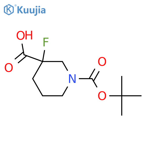 1-[(tert-butoxy)carbonyl]-3-fluoropiperidine-3-carboxylic acid structure