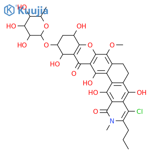 Kibdelone A; 5,16-Hydroquinone, 6,7-dihydro, 12-O-α-L-rhamnopyranoside structure