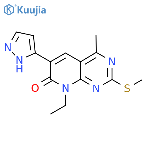 8-Ethyl-4-methyl-2-(methylthio)-6-(1H-pyrazol-5-yl)pyrido[2,3-d]pyrimidin-7(8H)-one structure